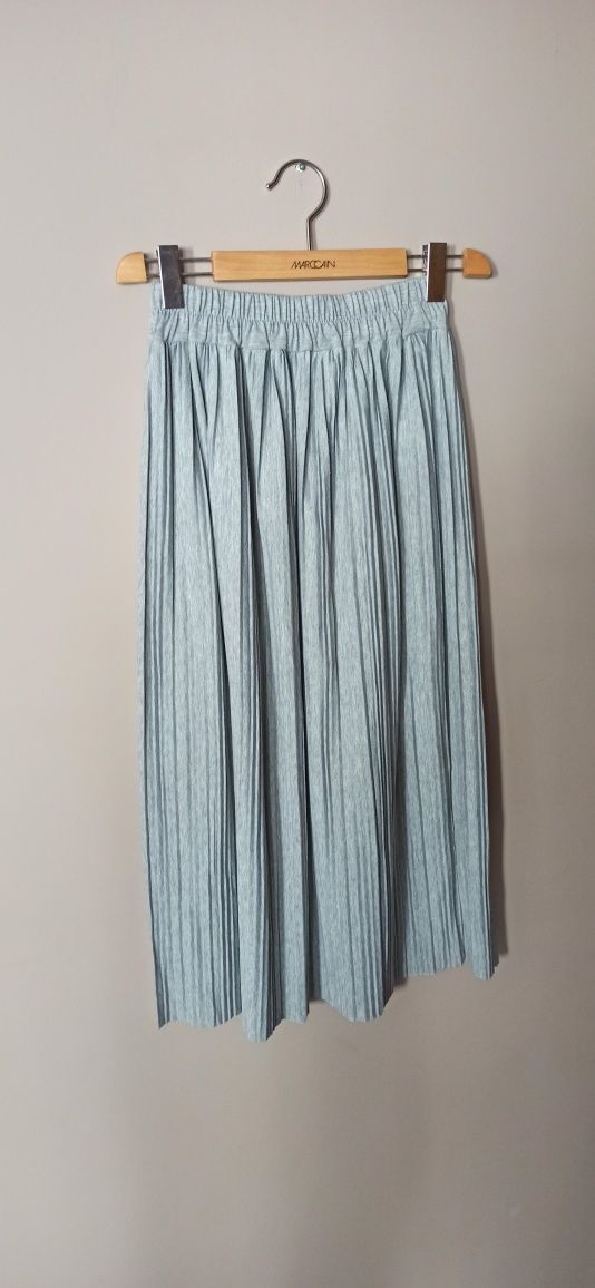 Szara spódnica długa maxi dresowa plisowana z gumką oversize