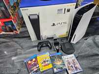 Konsola Playstation 5 PS5 z napędem ładowarka 4 gry Gwar 6m ZAMIANA
