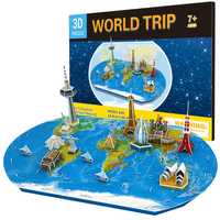 Puzzle 3D Podróż Dookoła Świata Edukacyjne Dzieci Dorośli 136el