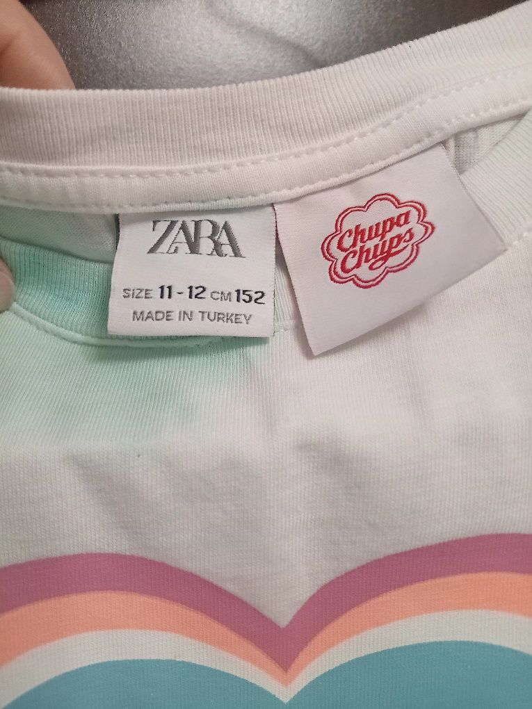Koszulka dziewczęca Zara z nadrukiem rozm. 152
