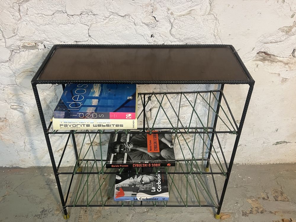 Pomocnik metalowa szafka stojak na buty industrialny prl vintage retro