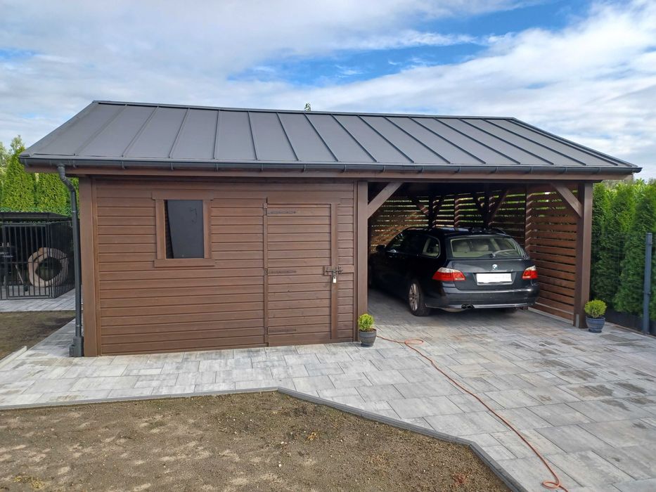 Wiata z domkiem ogrodowym