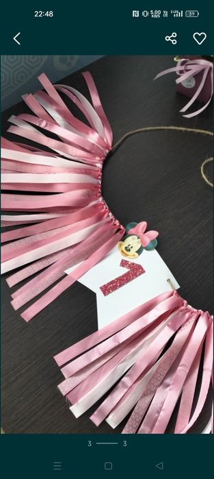 Girlanda na krzesełko girlanda urodzinowa z myszką Minnie