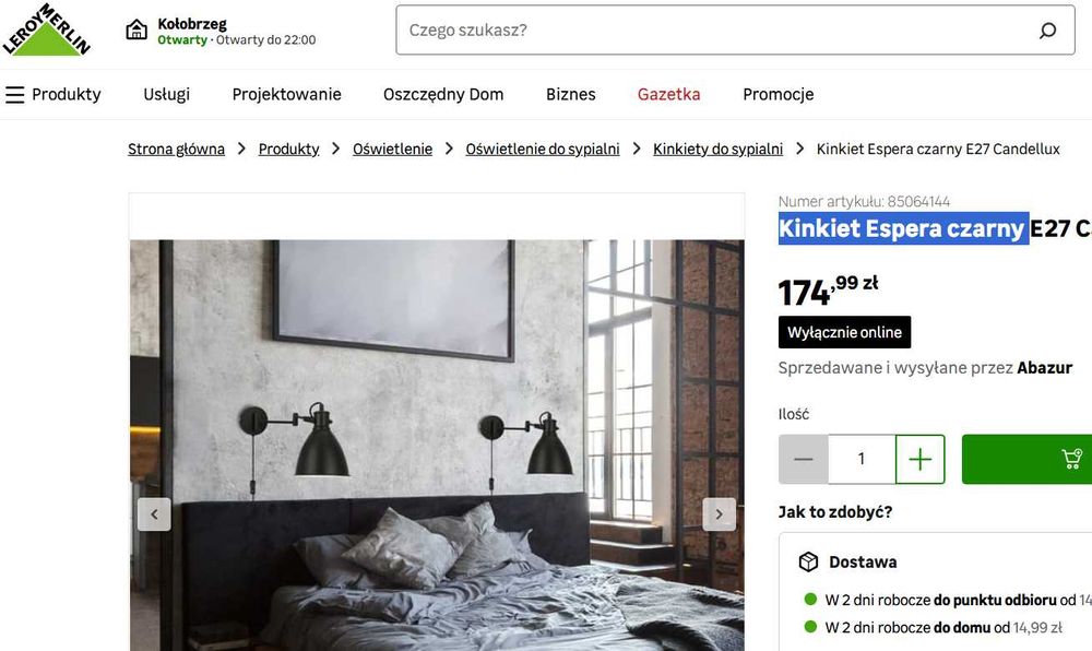 Kinkiet Espera czarny