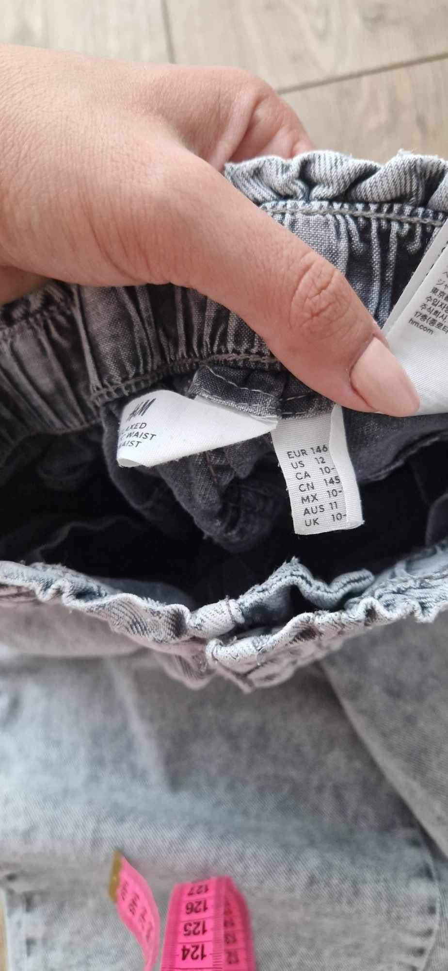 Spodnie jeansy dla dziewczynki baggy szeroka nogawka  H&M  140/146