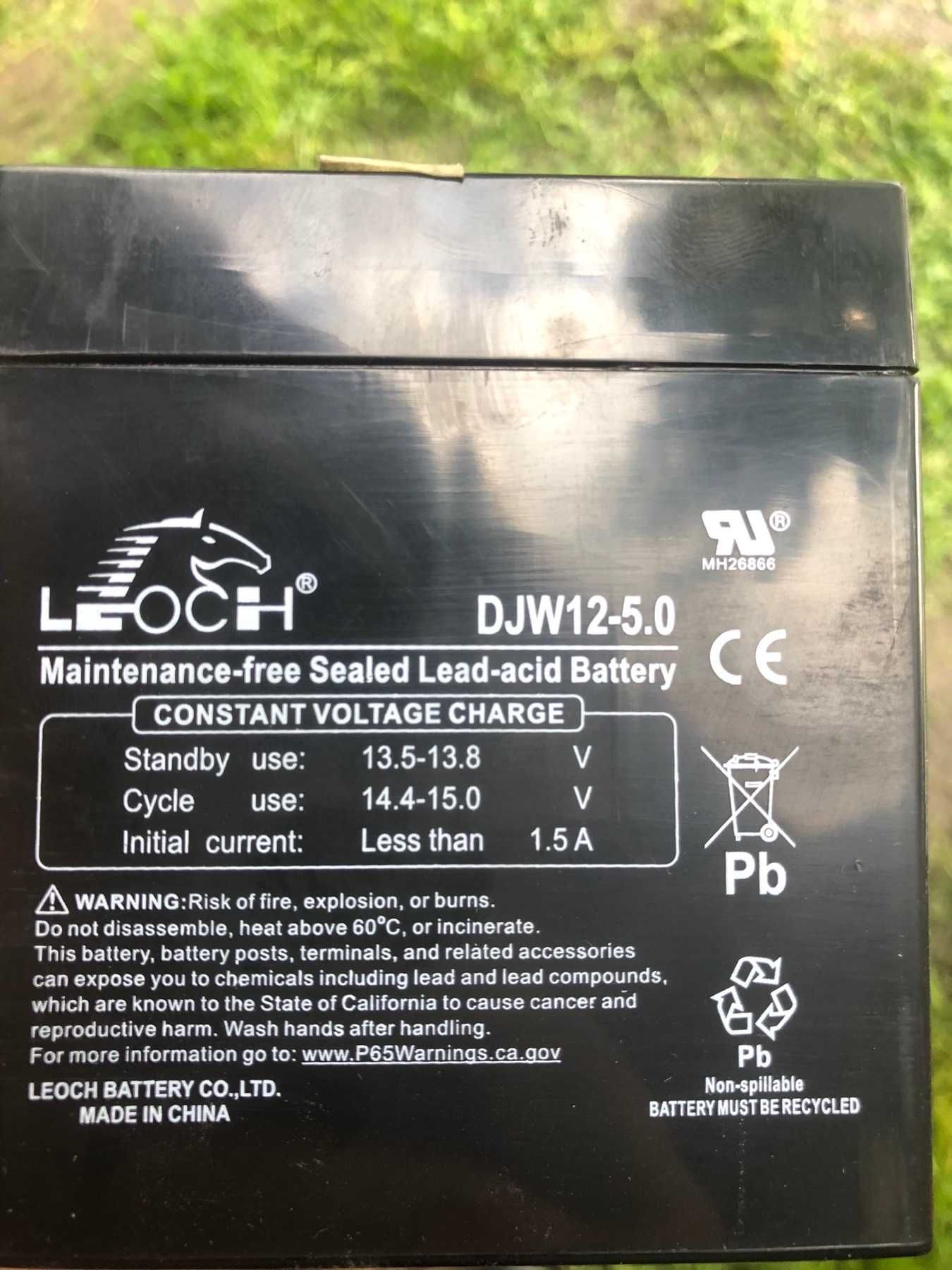 Аккумулятор AGM 12В 5Ачас LEOCH DJW12-5.0