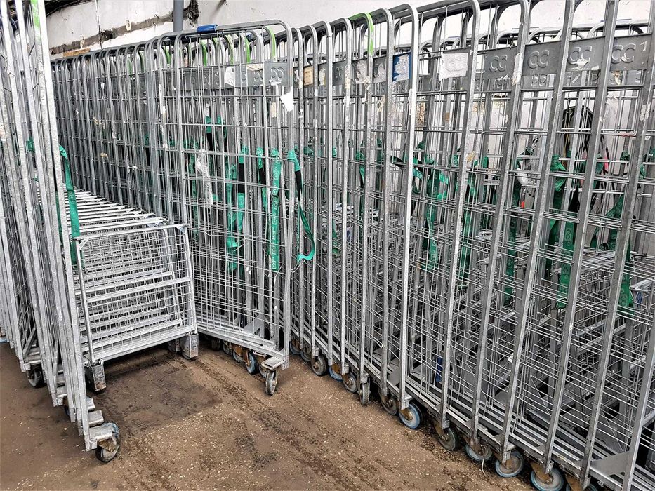 Wózek Transportowy Magazynowy Gniazdowy Kurierski Kosz Siatkowy Rollko