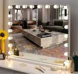 Lustro kosmetyczne LED z żarówkami w stylu Hollywood 80x50 cm