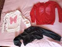 Sweterki 122 rozpinany czerwony, motyle, bolerko KIK, smyk, h&m