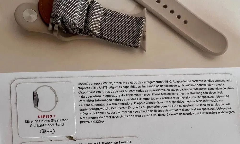 Apple Watch Series 7 GPS + Cellular, Caixa em aço inoxidável   45 mm