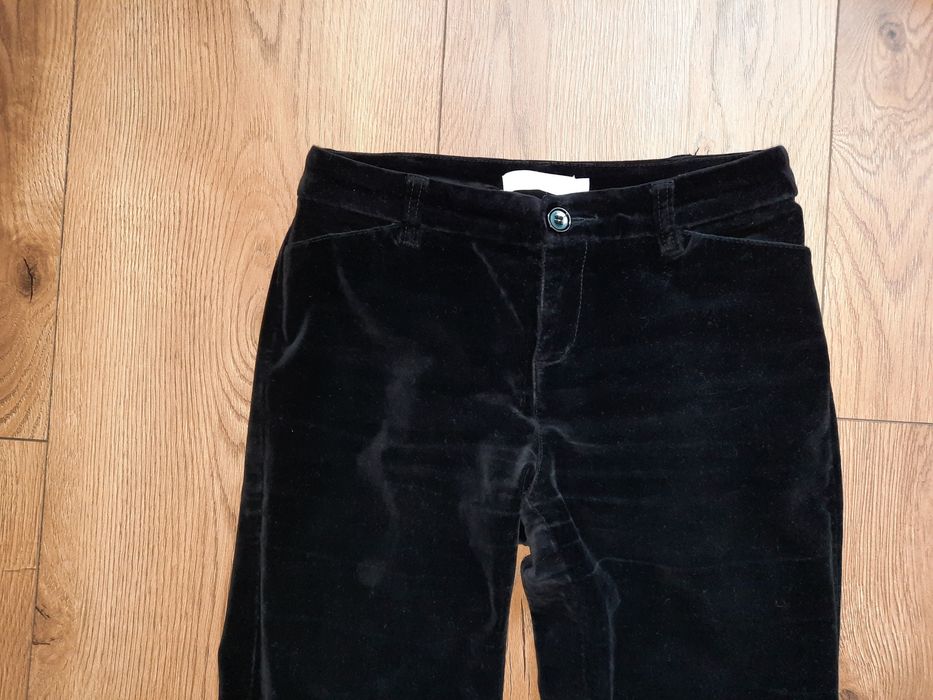 Spodnie damskie welurowe czarne dzwony rozmiar 36