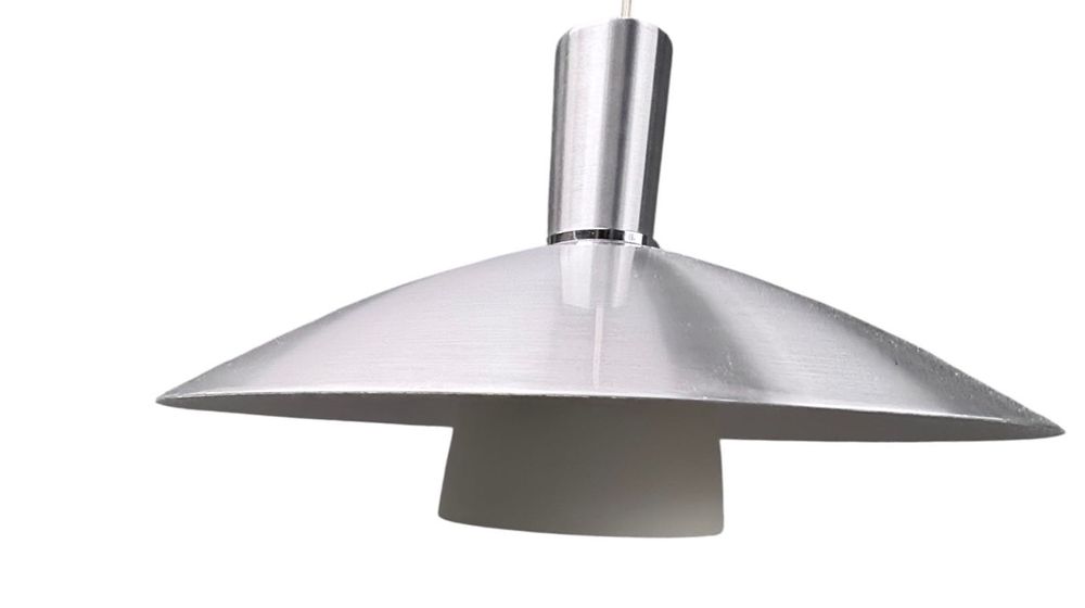 duńska lampa wisząca srebrna dania retro prl space Age
