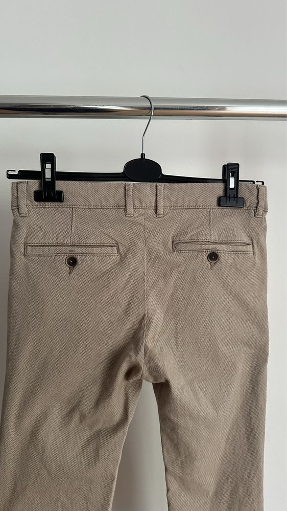 Beżowe męskie spodnie eleganckie slim fit okazja S 46 30 Reserved