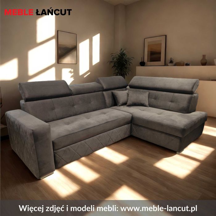 PROMOCJA Narożnik Sofa Rock sprężyna-bonell+pasy-. Na WYMIAR