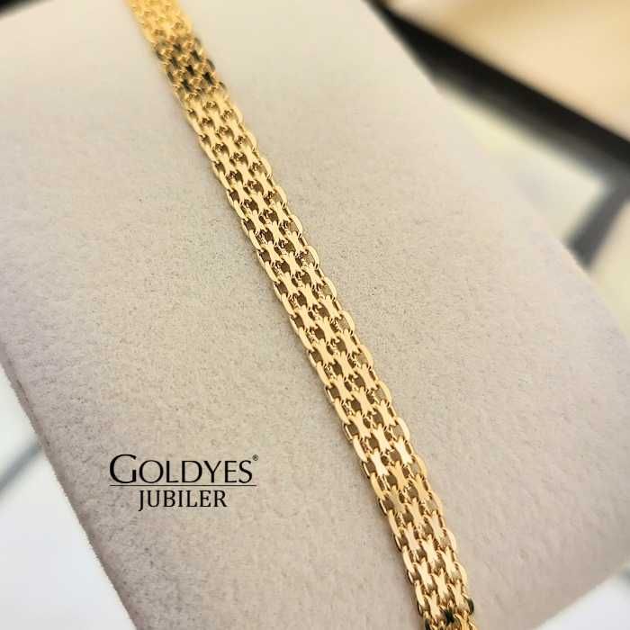 Złota bransoletka bismark szeroka damska próba złota 585