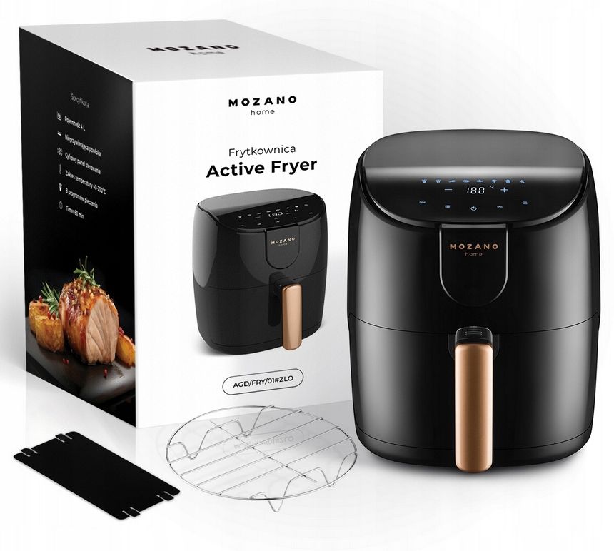 Frytkownica Beztłuszczowa Frytownica Air Fryer 1500W Mocna 4L złota