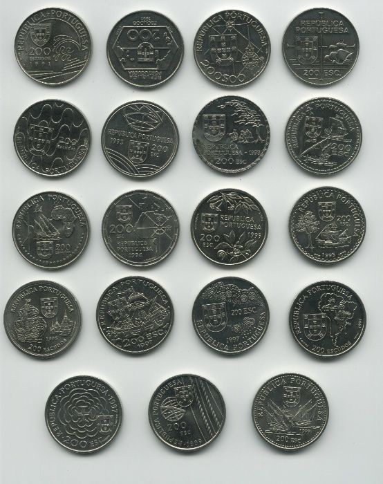 19 Moedas Comemorativas de 200 Escudos