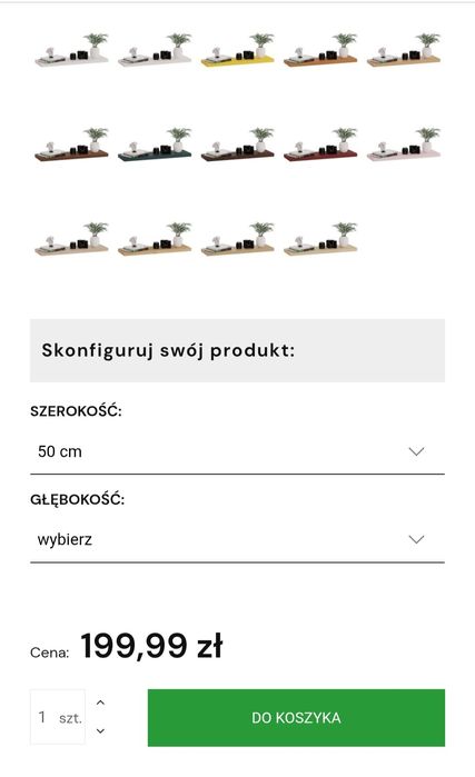 Półka wisząca- niebieska 50cm/ 15cm YRKE