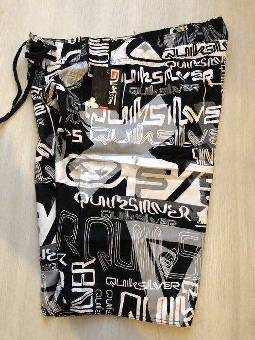 Calções de Banho Quiksilver Branco e Cinza 32 (NOVO)