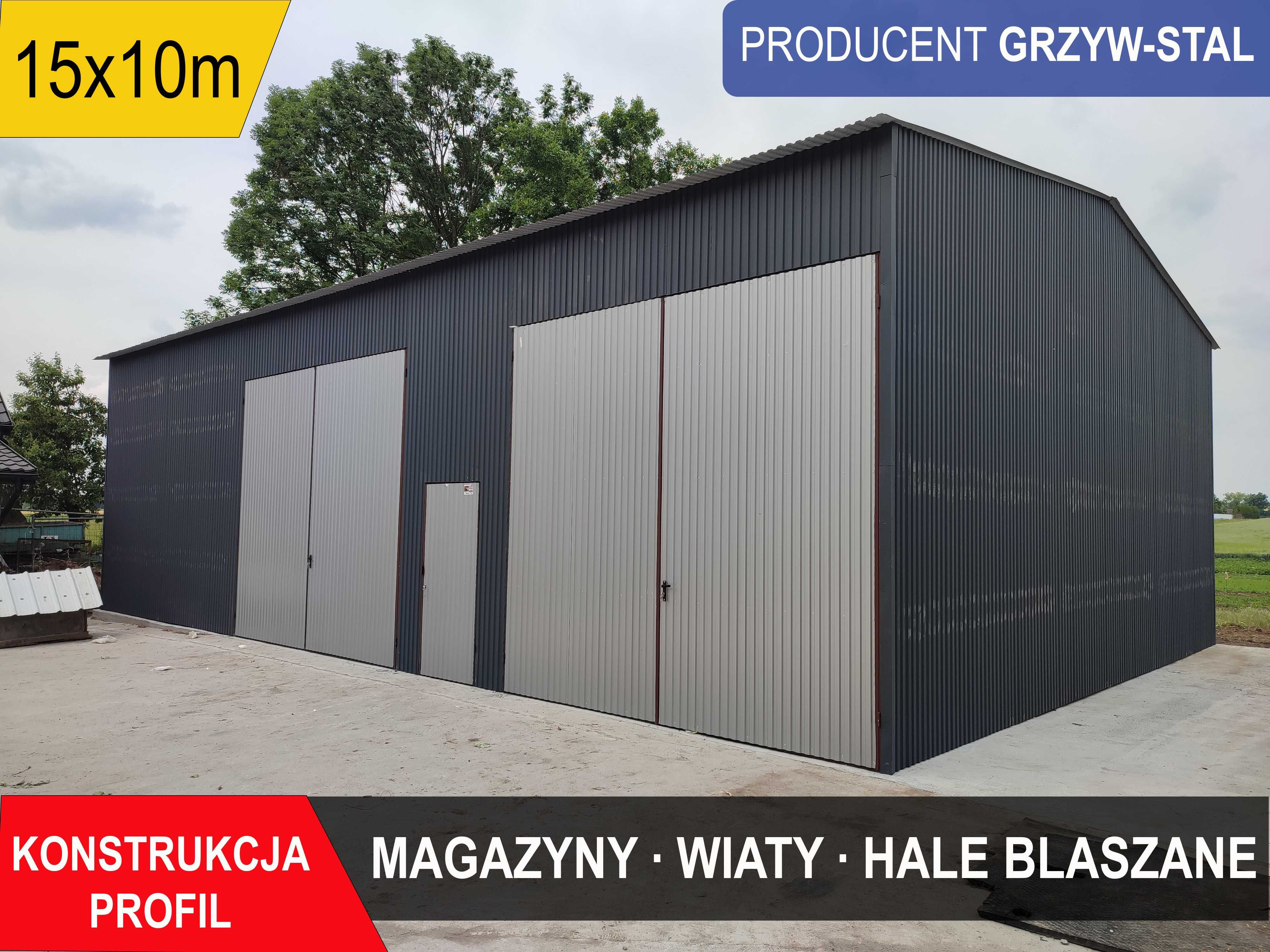 Duży Garaż Blaszany /Wiata / Magazyn/Hala - Garaże - GrzywStal