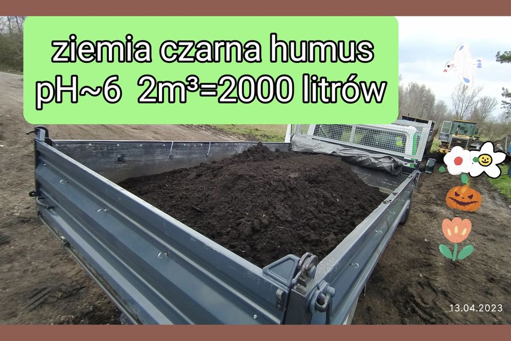 Ziemia humus czarna z dowozem do 2.5 m3 1.0 m3 220zł z dowozem 1.5 m3