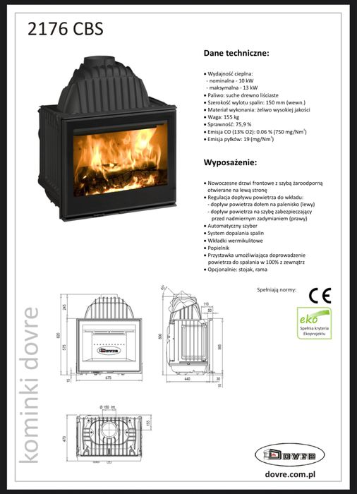 Wklad Dovre 2176 CBS z ramą kamienną. Okazja