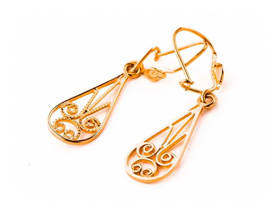 Złote Kolczyki - Filigran - PRL - VINTAGE - 14K - 2,43g - Kraków