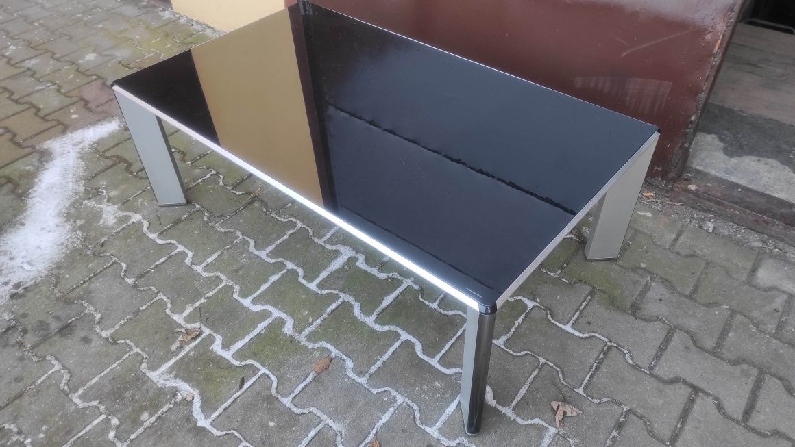 Stół aluminium z czarną szybą 120x70