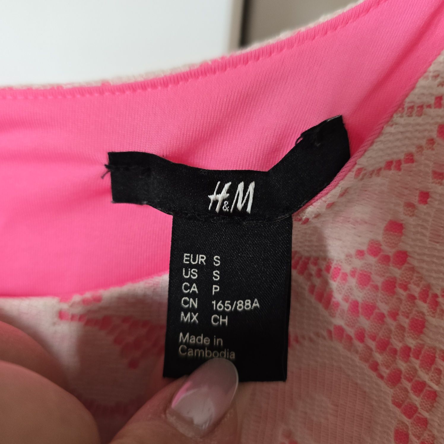 Sukienka mini letnia m 38 s 36 hm koronka krótki rękaw koktajlowa