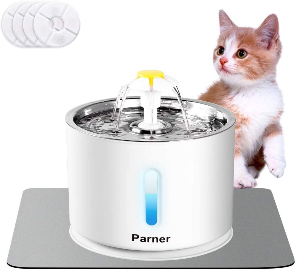 Cat Water Fountain Stainless Steel, LED Indicator 81oz/2.4L Automatic