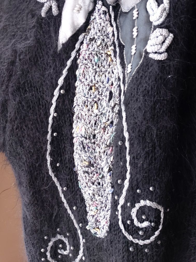 Wiosenna Unikatowa  Vintage  kurtka/płaszcz oversizowy puszysty Kardig