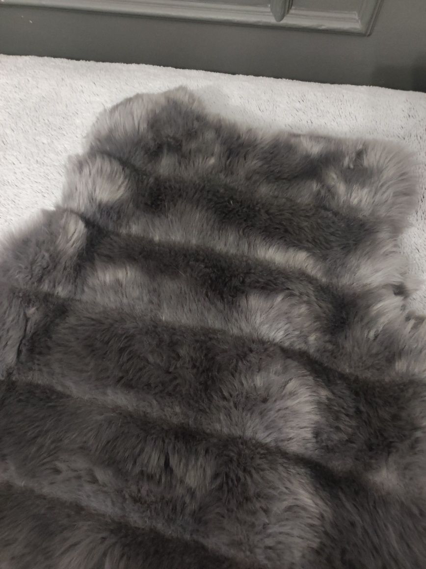 Szara kamizelka damska futerkowa sztuczne futro faux fur