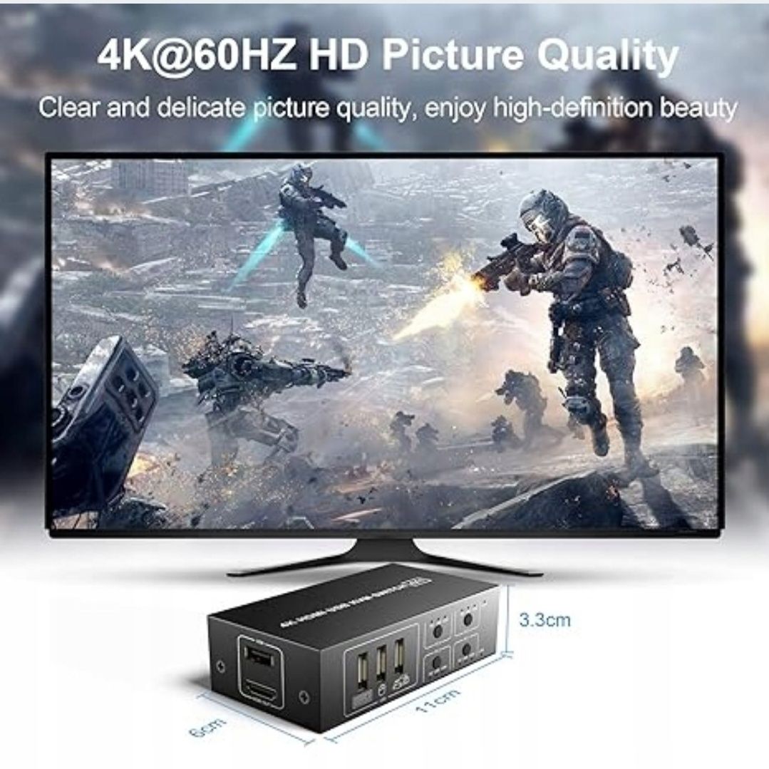 4-portowy Przełącznik hdmi DISPLAYPORT KVM 4X usb
4-PORTOWY PRZEŁĄCZN