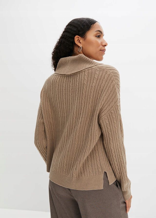 B.P.C sweter taupe z kołnierzem r.48/50