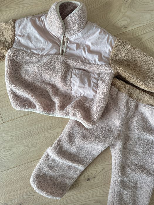 komplet zestaw polar Zara kurtka spodnie misu futerko 104/110