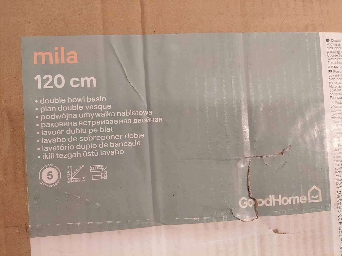 Podwójna umywalka Mila 120 Cm Nowa