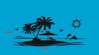 Naklejka na kampera przyczepę kempingową morze plaża palmy oklejenie