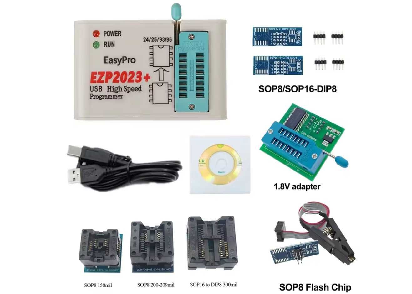 Високошвидкістний програматор EZP2023+ USB SPI + адаптери в комплекті