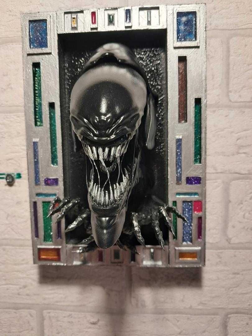 Obraz 3D , wydruk 3D  , ręcznie malowany , obcy , Alien
