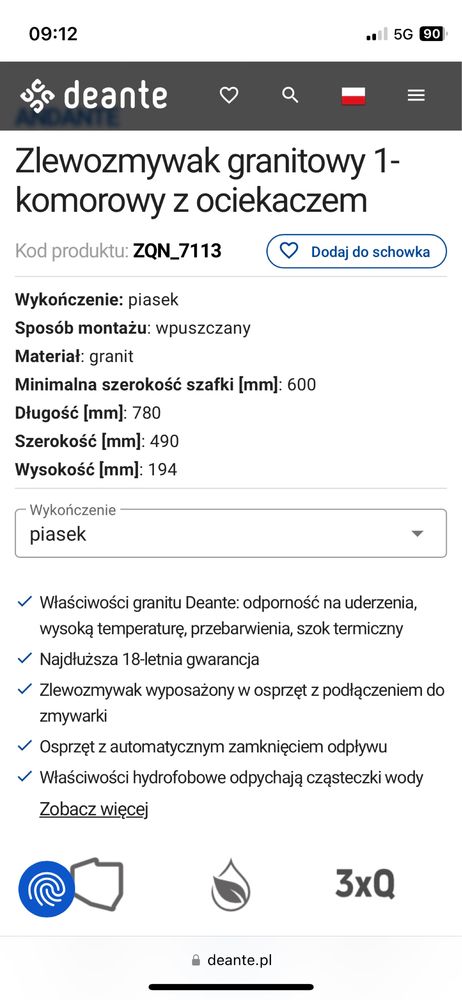 Zlewozmywak deante