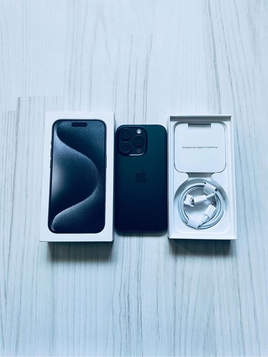 З гарантією iphone 15pro 128gb black titanium neverlock 87%фіз сім