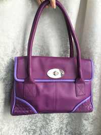 Кожаная фиолетовая сумка tommy & kate,  шкіряна сумка