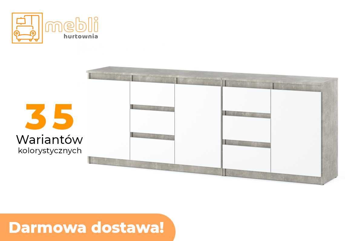 Komoda Best Agnes 200cm Do Przedpokoju Darmowa Dostawa Beton Biały