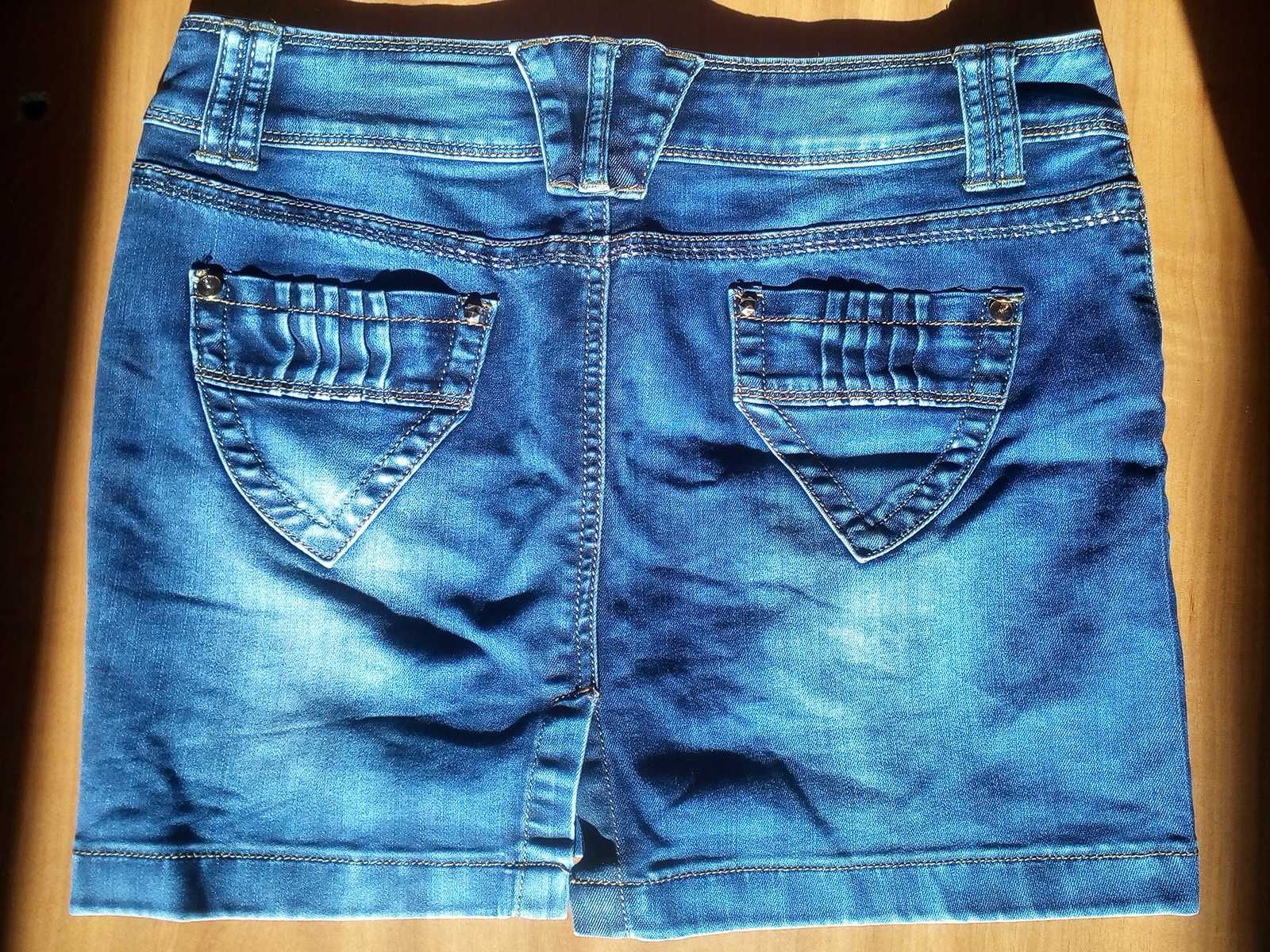 Синяя женская джинсовая короткая мини юбка размер 29