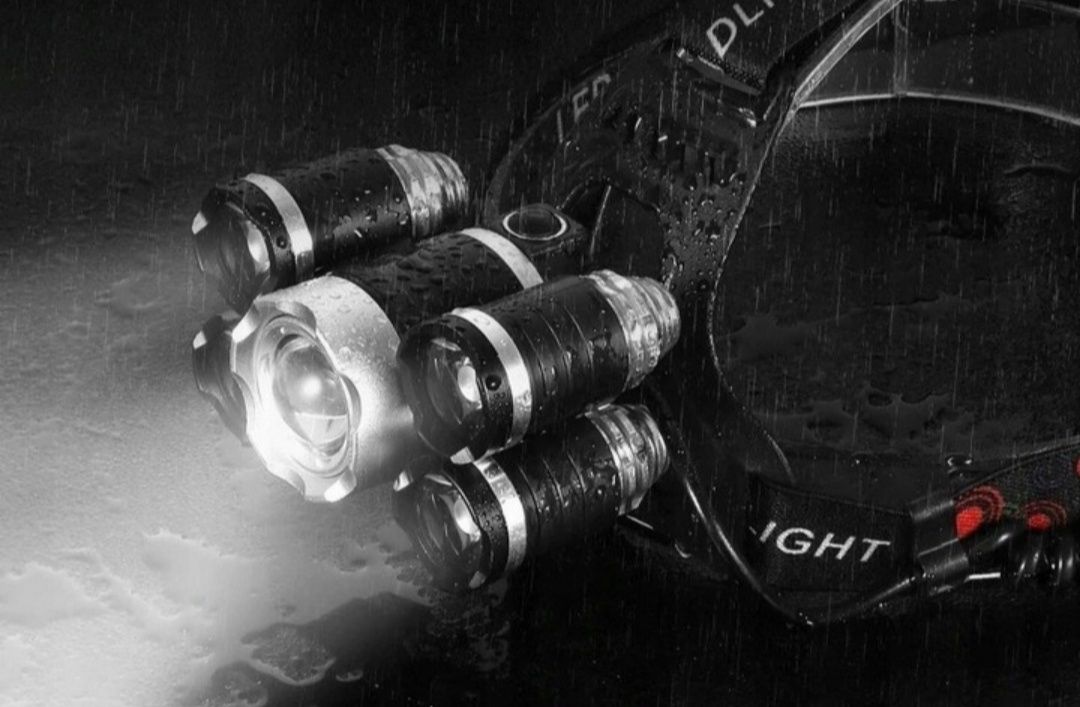 Latarka czołowa czołówka akumulatorowa 5LED lampka turystyczna czujnik