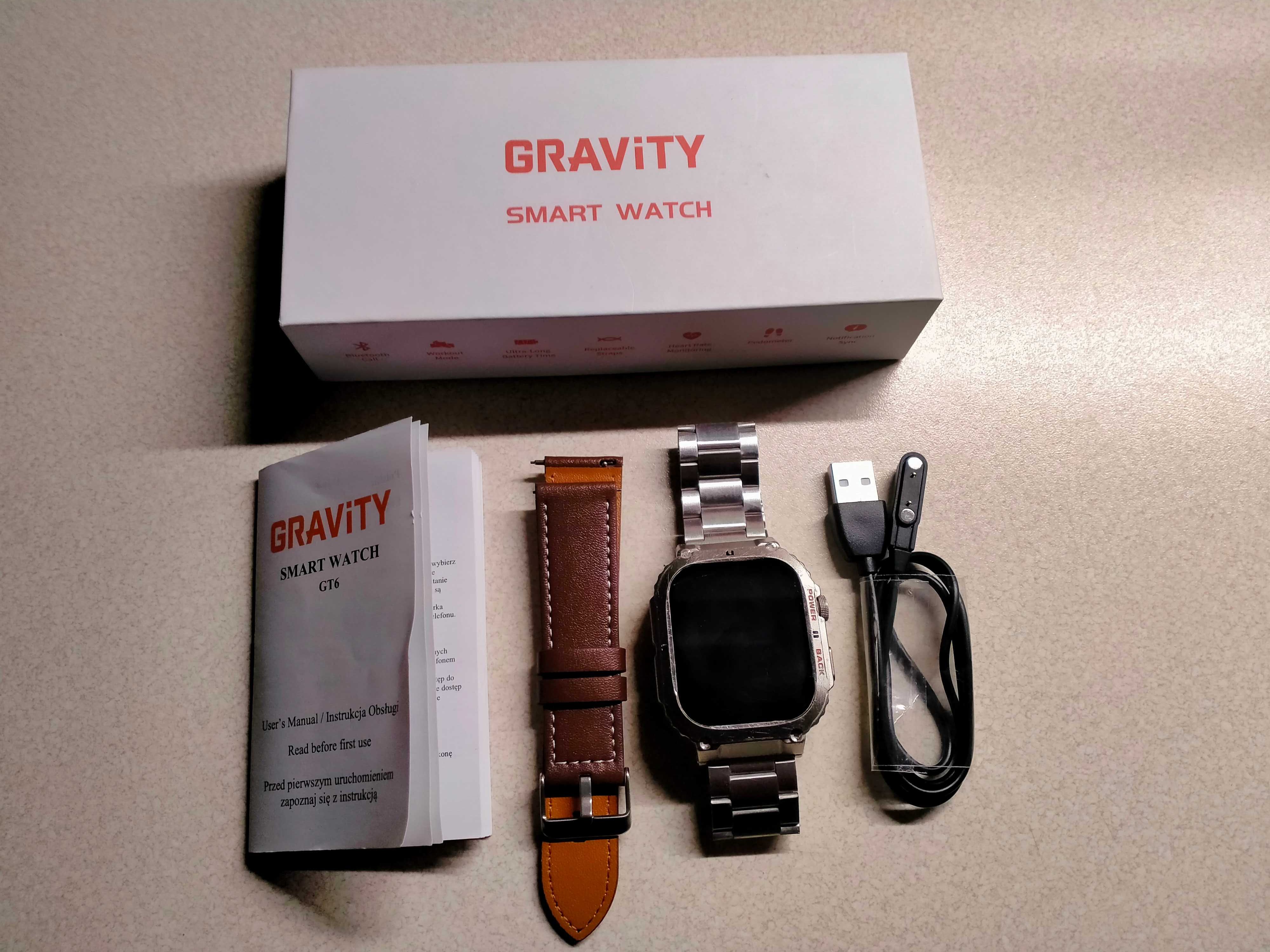 Smartwatch GRAVITY GT6 - Srebny + Pasek iBransoleta.