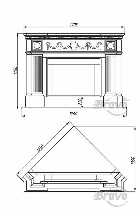 Камін з мармуру. Каміни мармурові. Браво. Монтаж камінів.