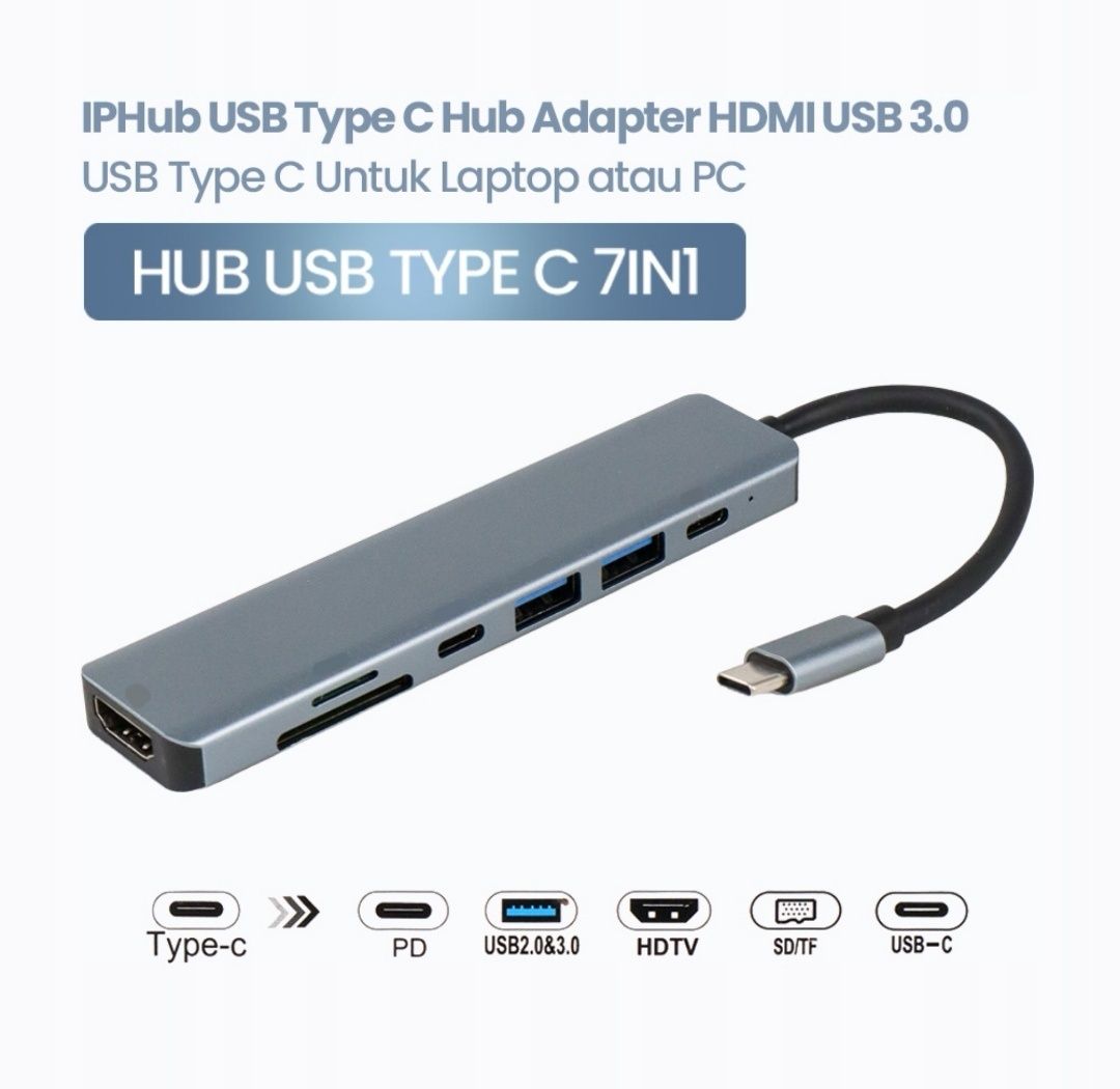Hub Adapter HDMI USB 3.0 USB Type C - YG-2121 7IN1