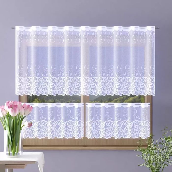 Zazdrostka żakardowa metrażowa Brunera wys. 50cm biała A098 - 50 cm