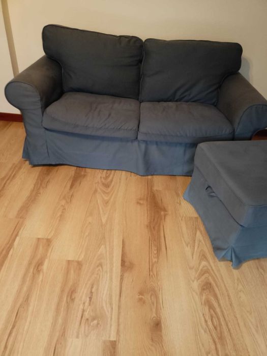 IKEA EKTORP zestaw: sofa, fotel, podnóżek, 2-letni, zadbany, -60%